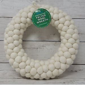 Trader Joe’s, White/Ivory Handcrafted Felted Wool Wreath. BNWT